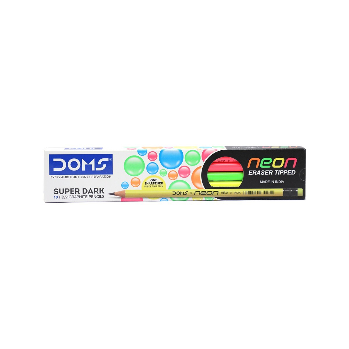 Doms Neon Eraser Tipped Pencils (10 Pencils Per Pack)