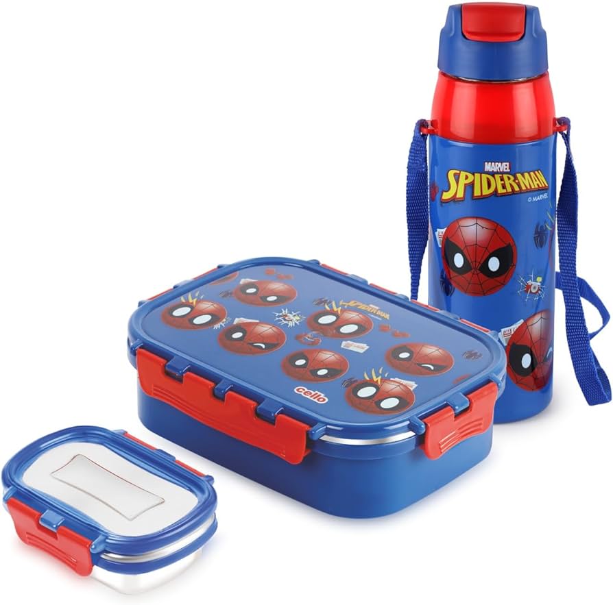 Cello Emoji FunFood Tiffin & Bottle set (Spiderman Edition)