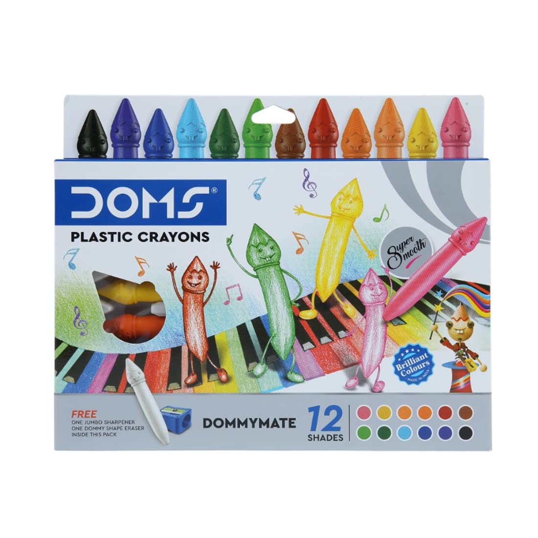 Doms Plastic Crayons 12 Shades