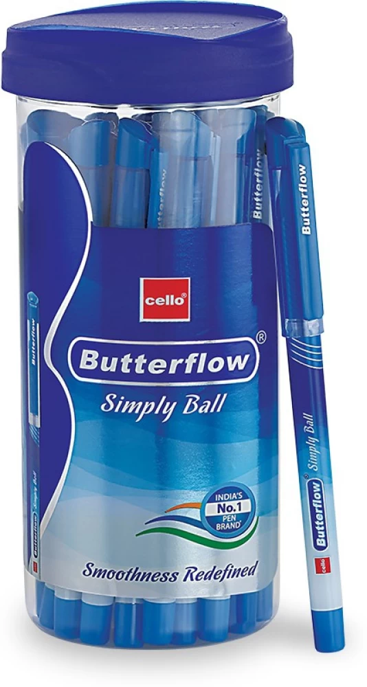 ButterFlow Simply Ball Pens (20 Pieces Per Pack) (Blue)