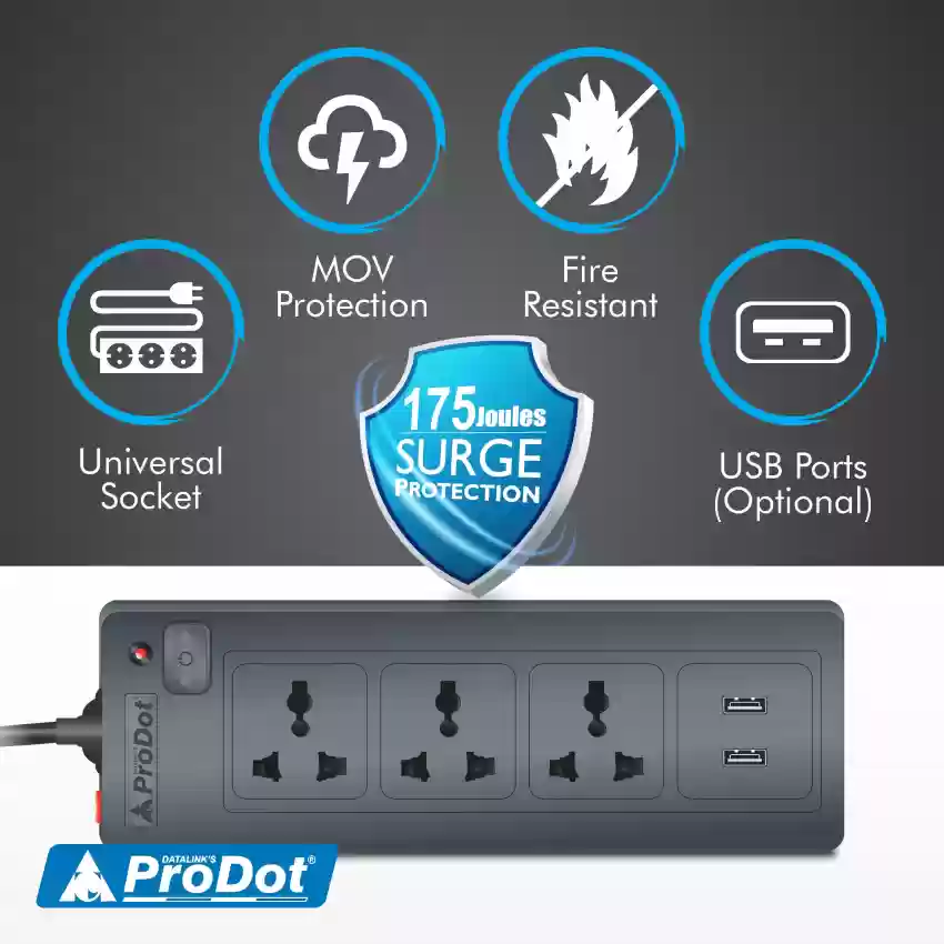 Ultraprolink Surge Protector 3-SP 2-USB Ports