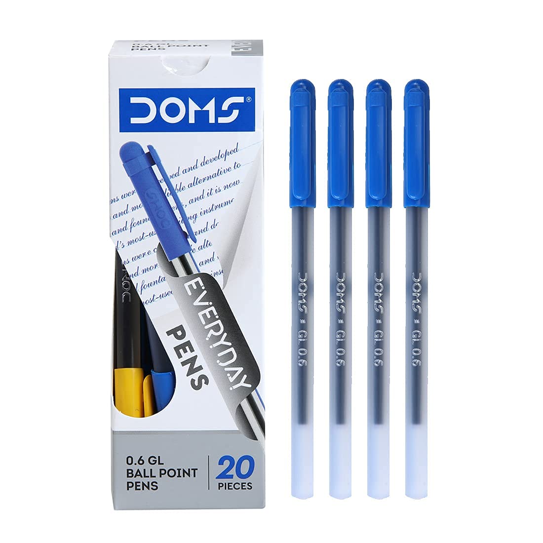 Doms Use & Throw Pen (20 Pieces Per Pack) (Blue)