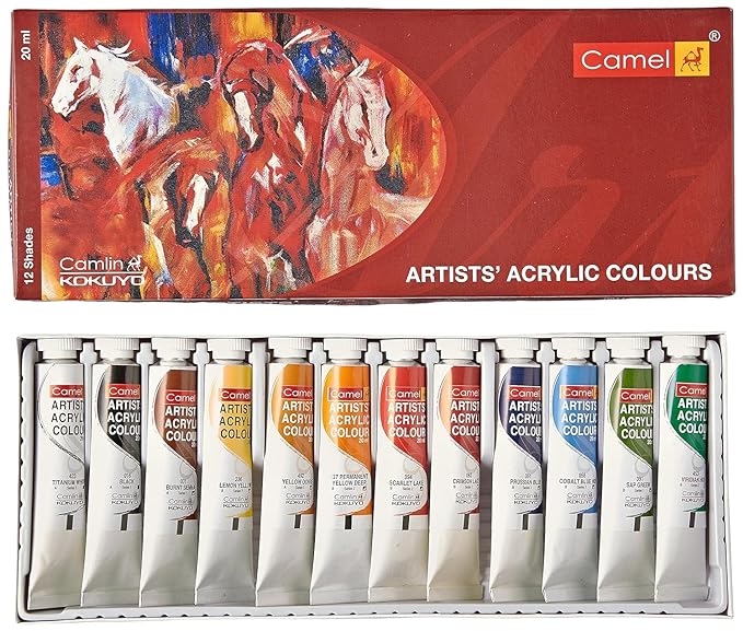 Camel Artists' Acrylic Colours Assorted 12 Shades 