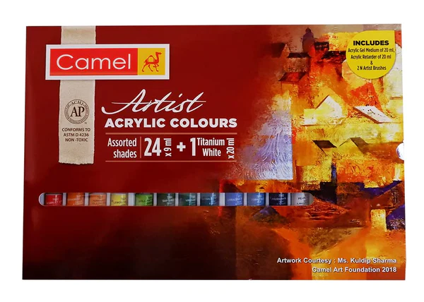 Camel Artists' Acrylic Colours Assorted Shades 24 in 9ml