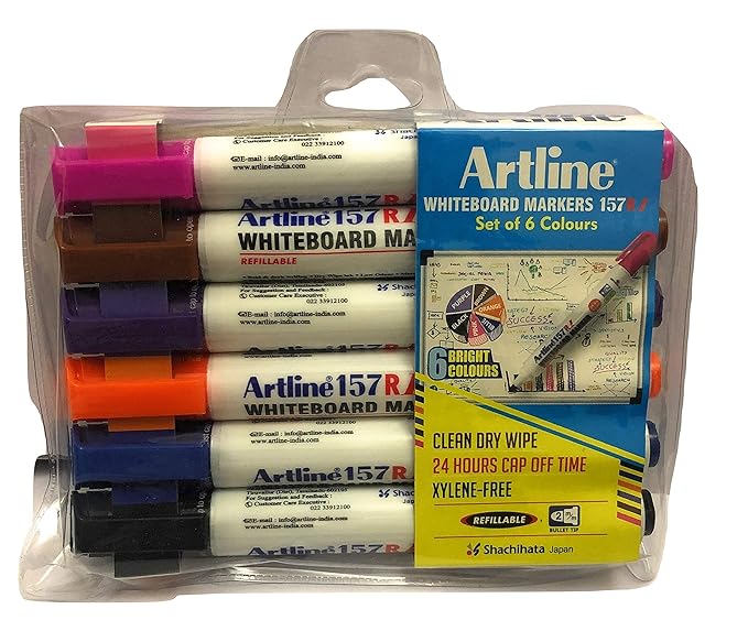 Artline Whiteboard Markers 157 RI (Set of 6 Colours)