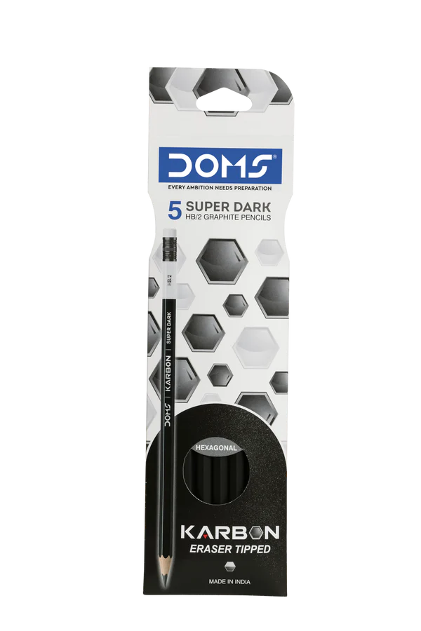 Doms Karbon Eraser Tipped Super Dark HB/2 Graphite Pencils 