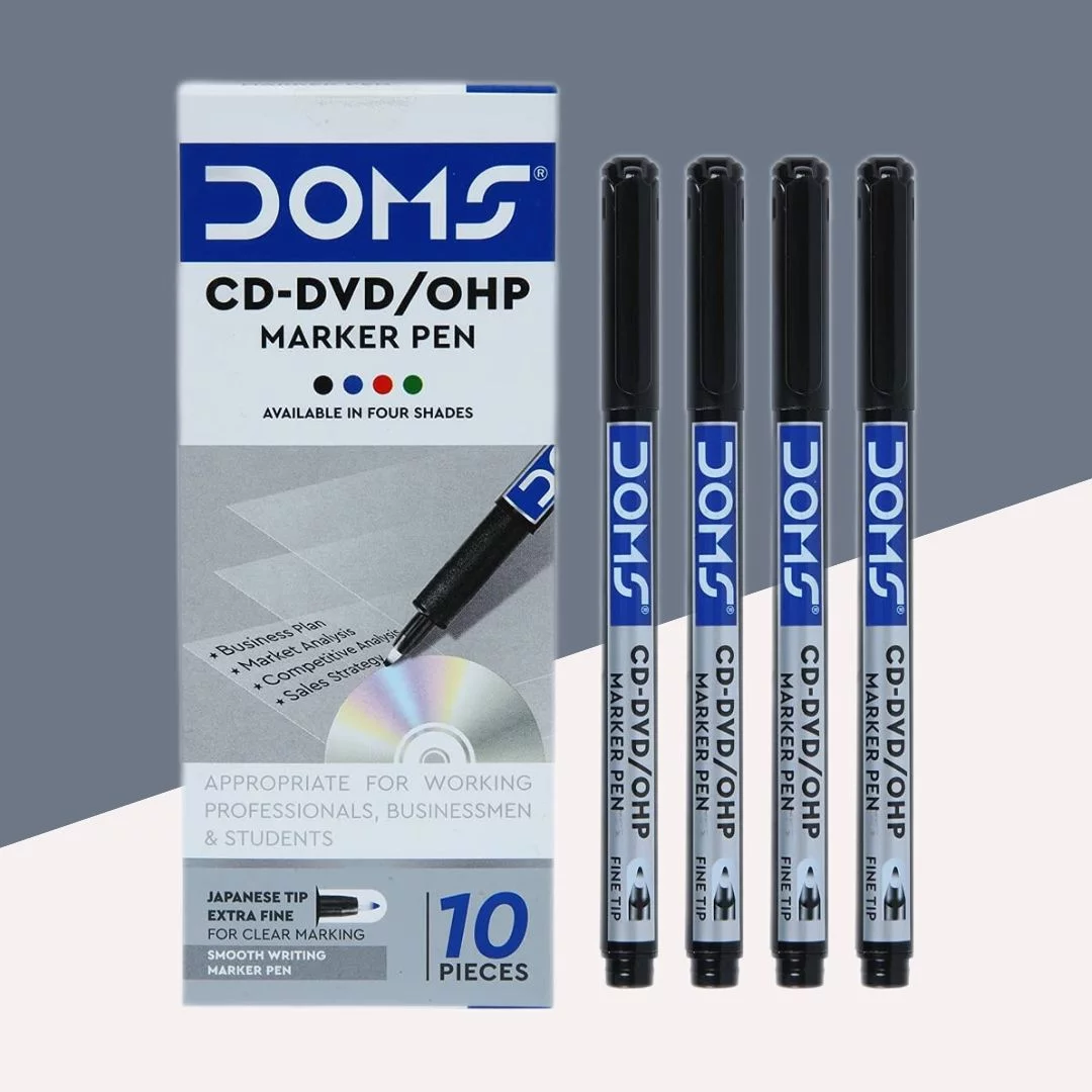 Doms CD Marker (10 Pieces Per Pack) (Black)